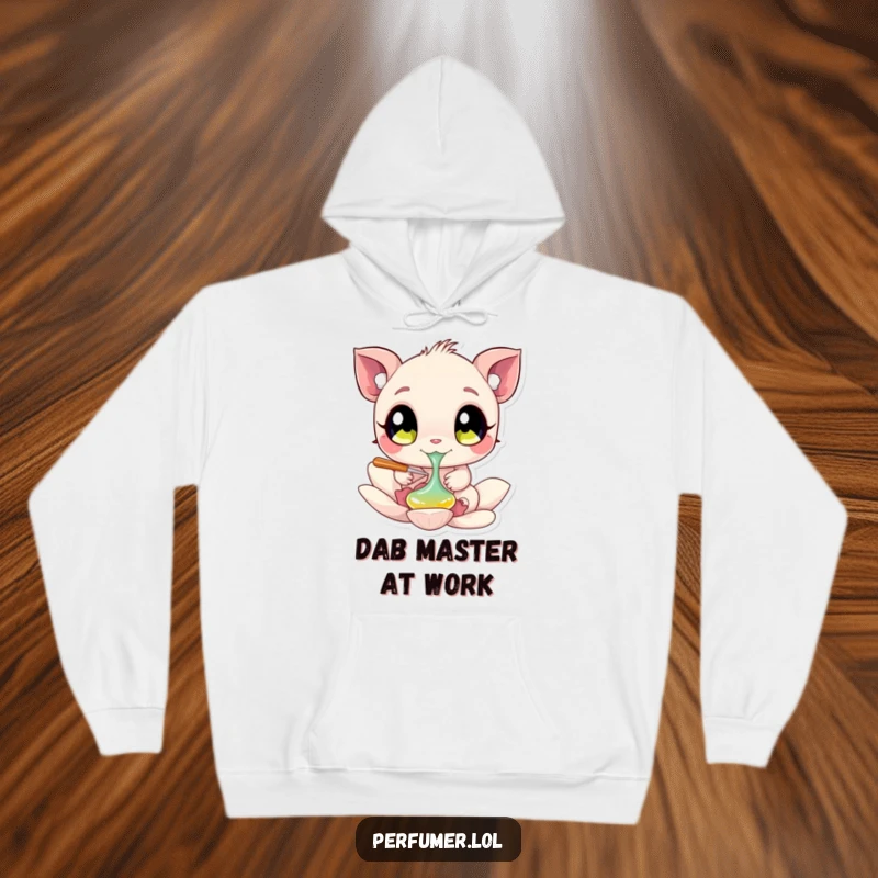 Funny Hoodie featuring a big-eyed creature dabbing liquid onto a petal, designed for warmth and artistic flair.