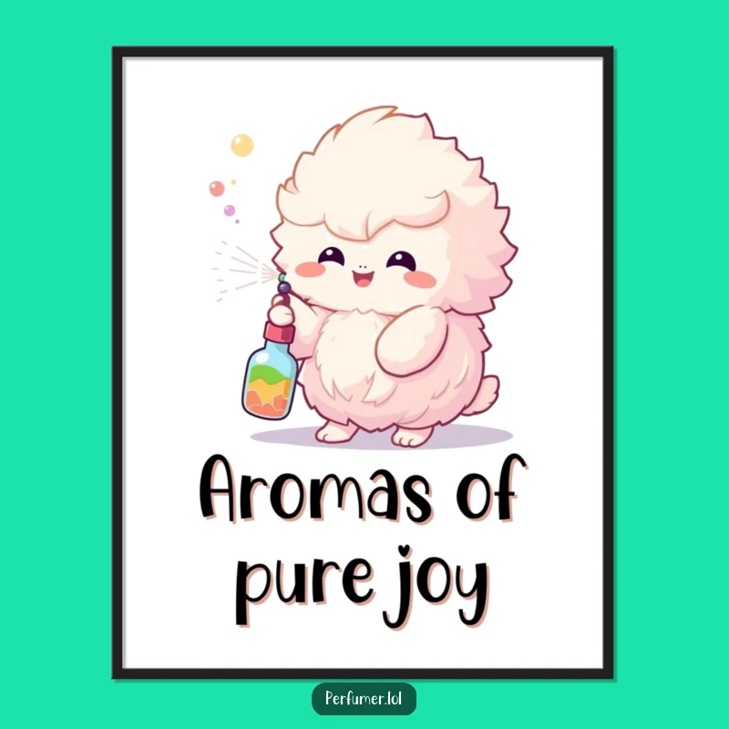 Funny Free Printable Wall Art: Fluffy Creature Misting Joy - Whimsical Downloadable Art