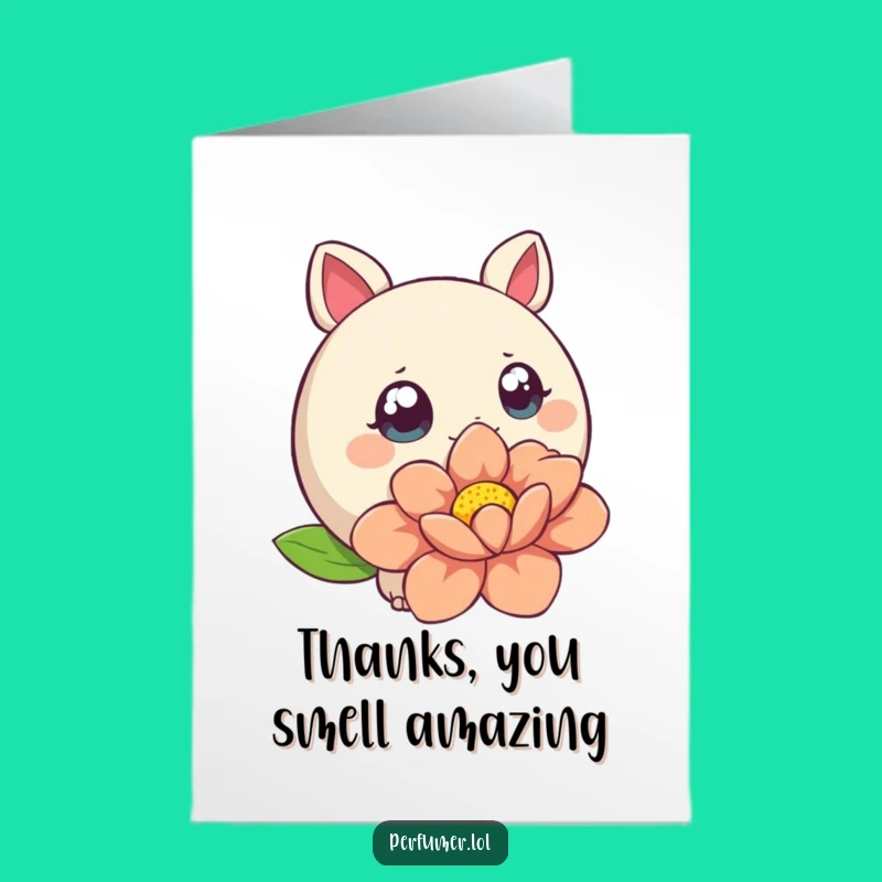 Free Printable Thank You Card: Creature's Floral Thanks Sniff - Funny Downloadable Gift